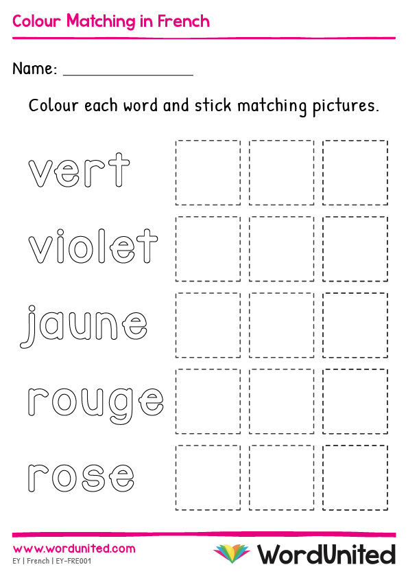 french colors worksheet pdf
