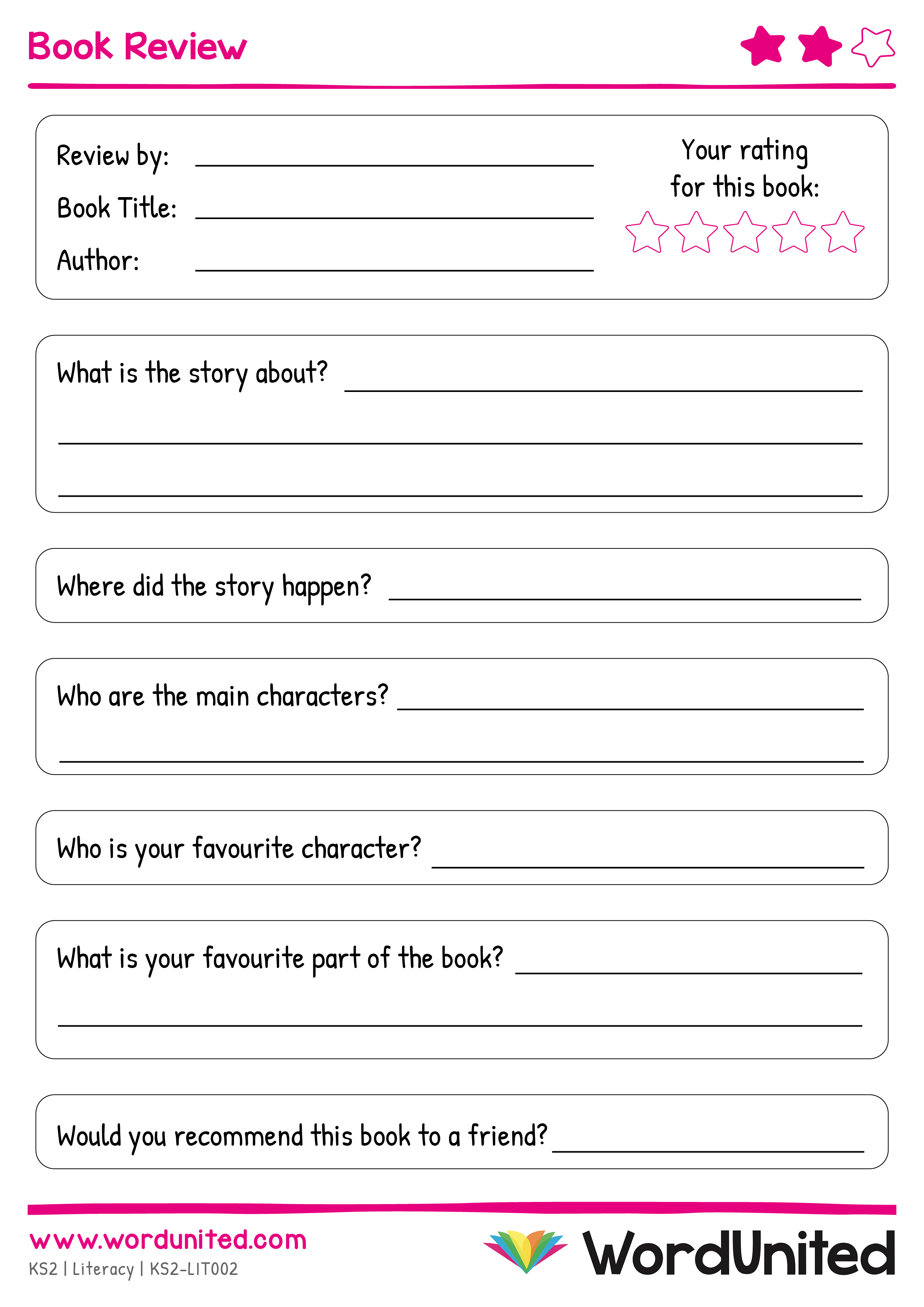 book review worksheet islcollective